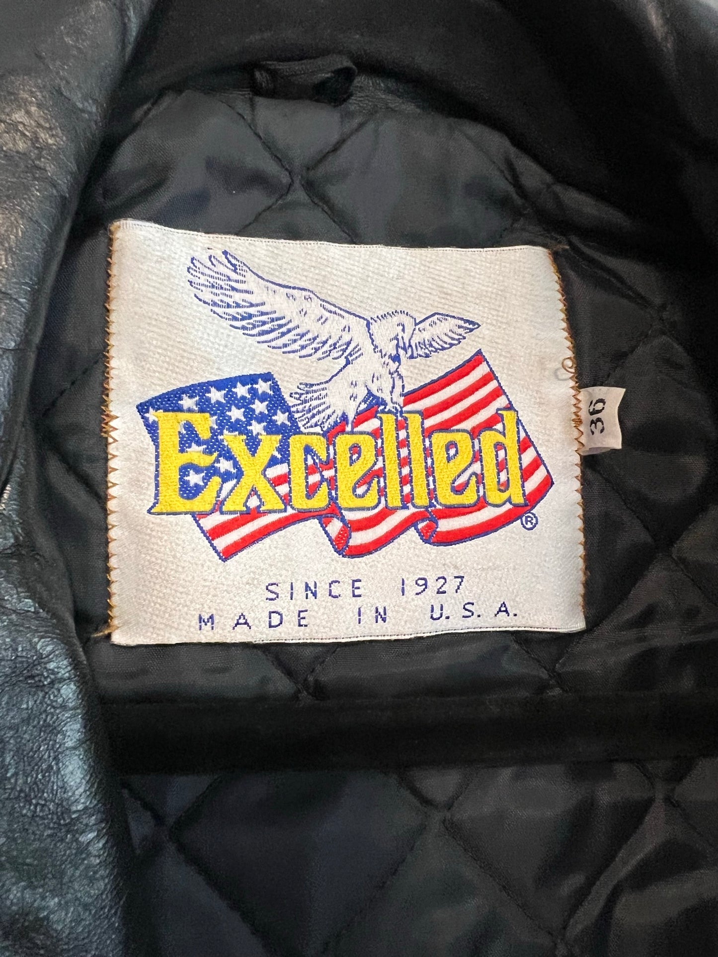 Excelled Black Leather Fringe Jacket with Silver Conchos - Size 36