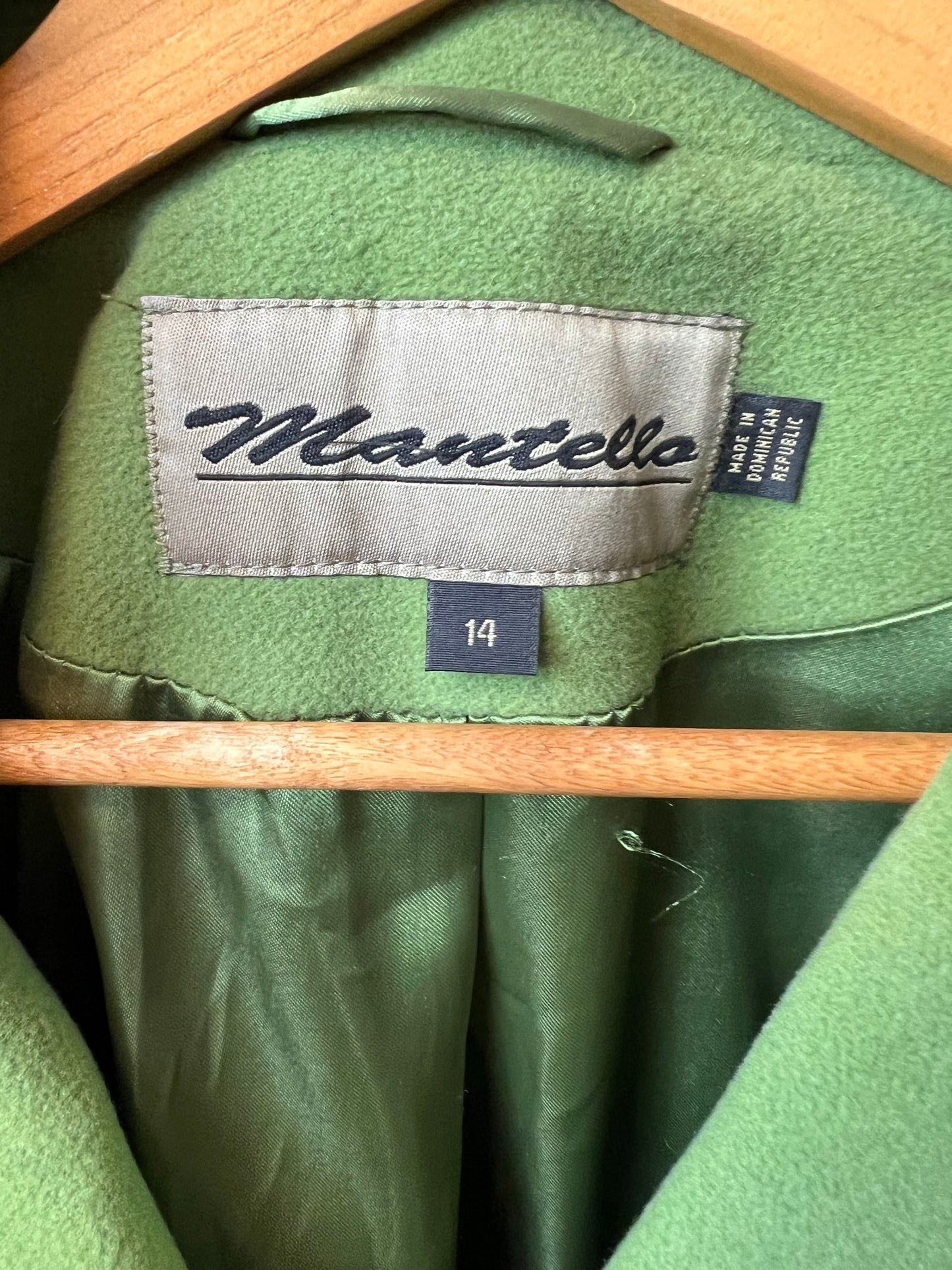 Marielle Olive Green Wool Coat with Gold Buttons - Size 14