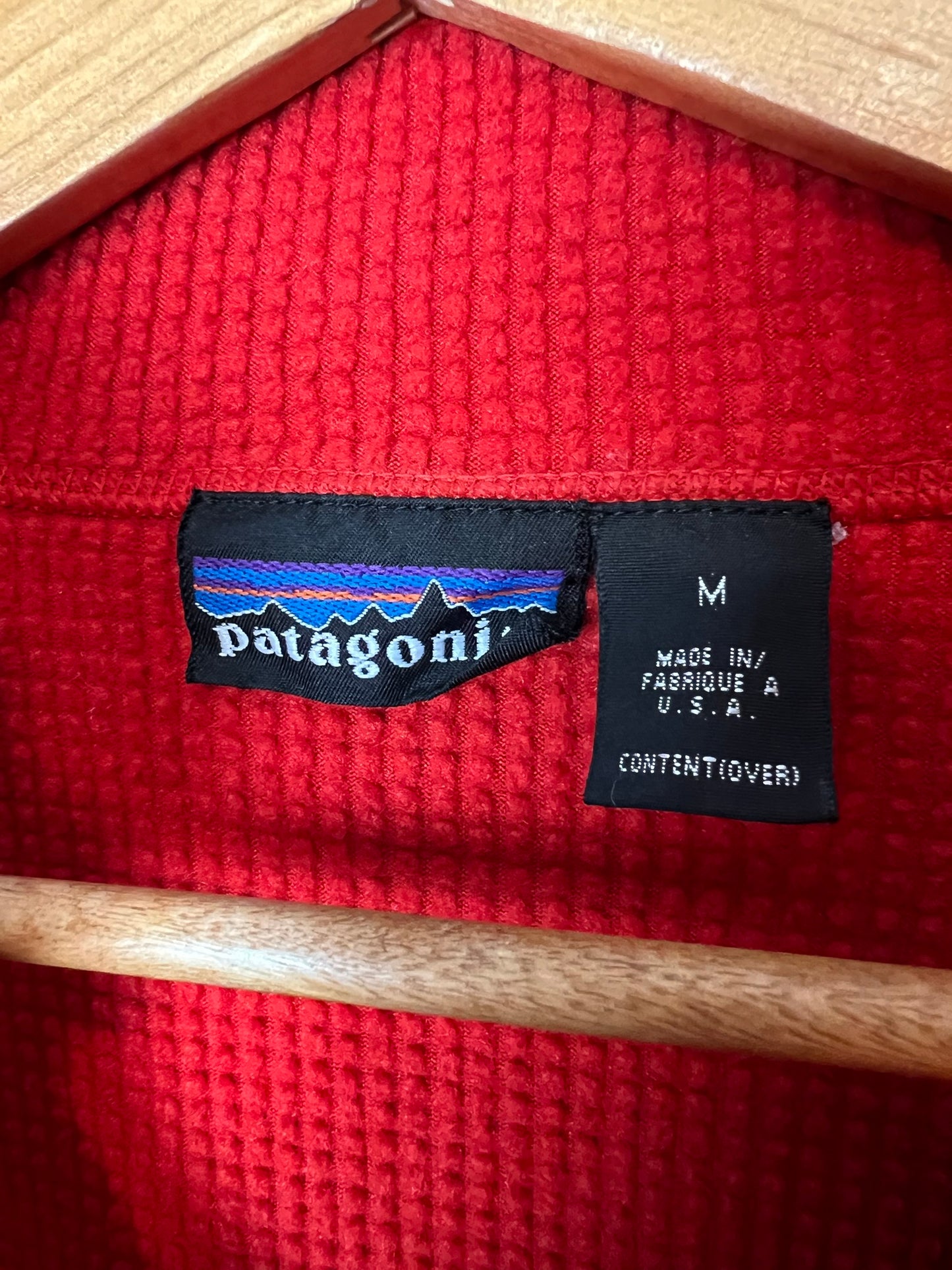 Patagonia R1 Red Fleece Pullover with Black Panels - Size M