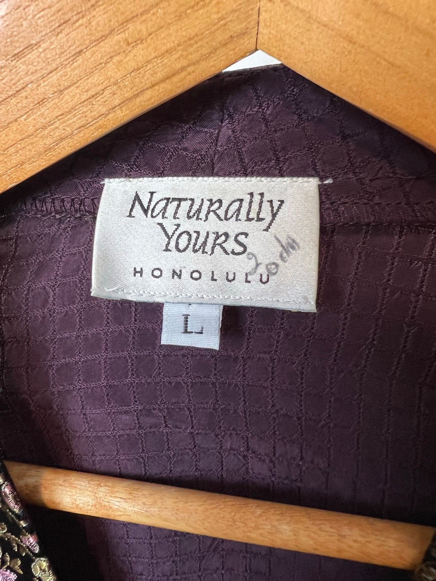Naturally Yours Honolulu Plum Patchwork Hawaiian Blouse - Size L