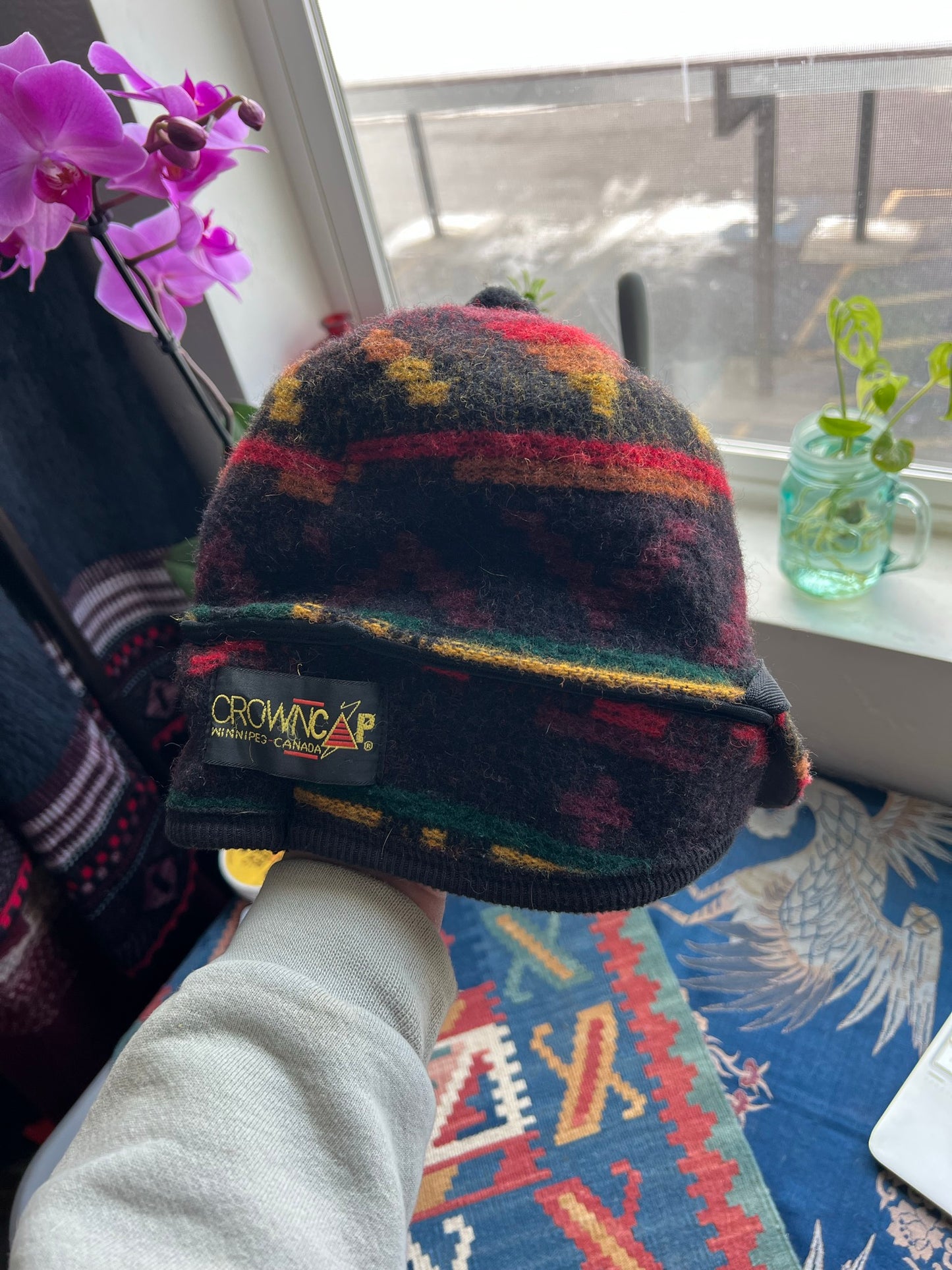 Crown Cap Plaid Wool Trapper Hat - Size S