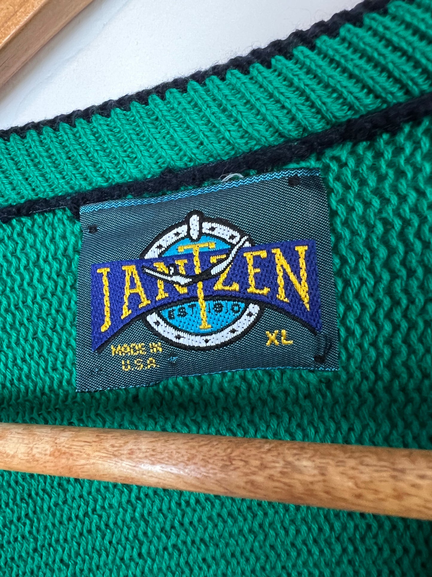 Jantzen Red, Green & Black Colorblock Sweater - Size XL