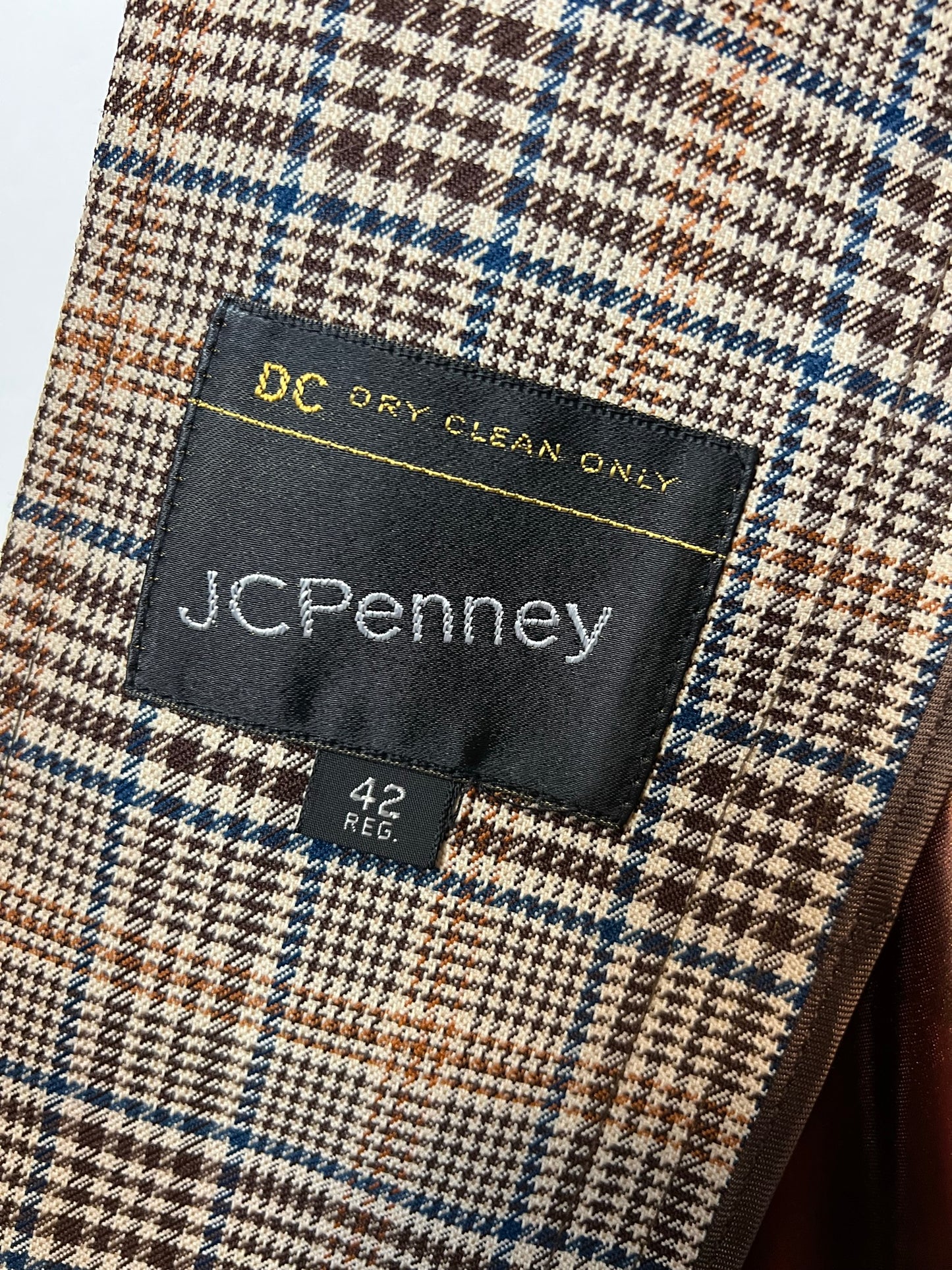 JCPenney Glen Plaid Sport Coat with Faux Suede Elbow Patches - Size 42