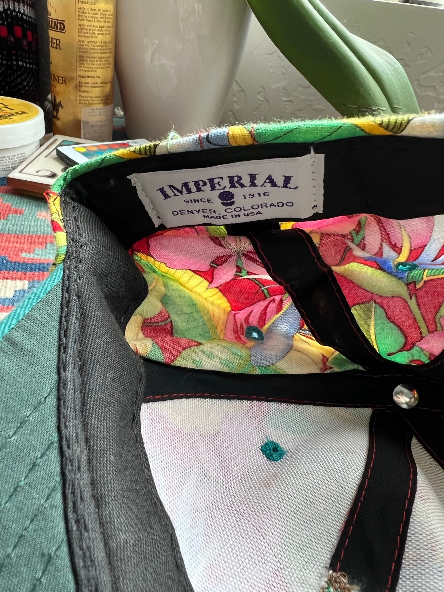 Imperial Tropical Floral Snapback Hat - Teal & Pink Hawaiian Print