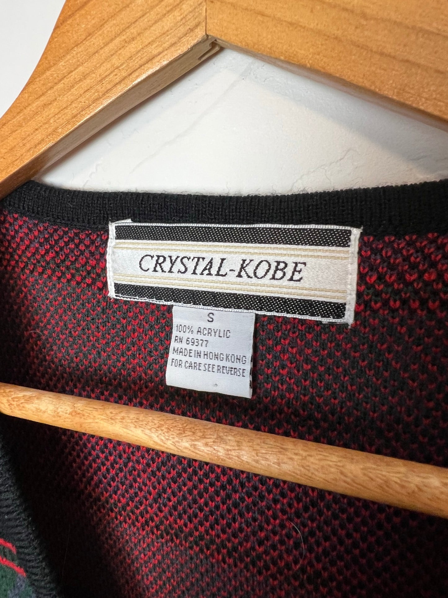 Crystal-Kobe Green Tartan Plaid Knit Vest - Size S