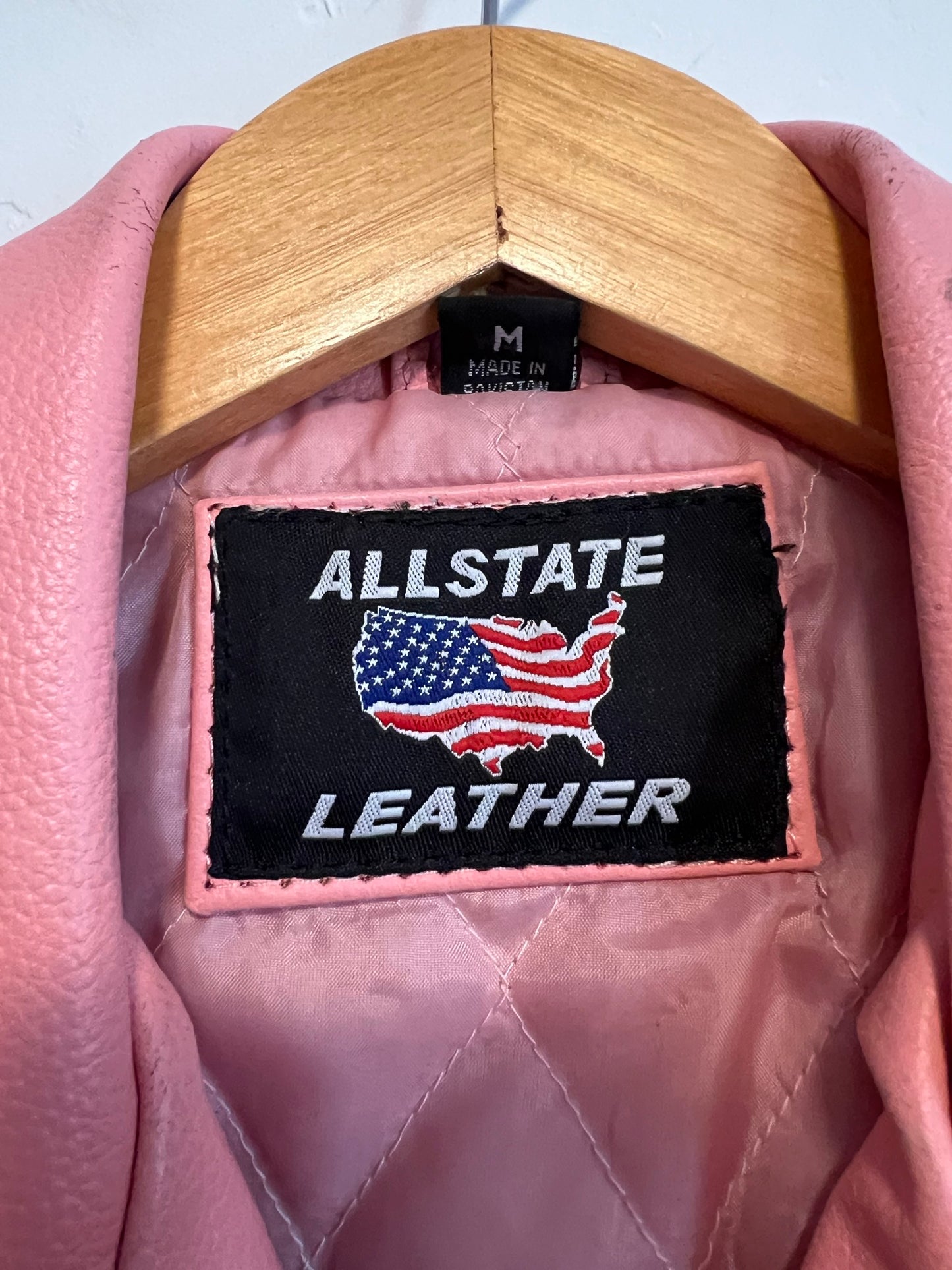 Allstate Leather Pink Motorcycle Jacket - Size M