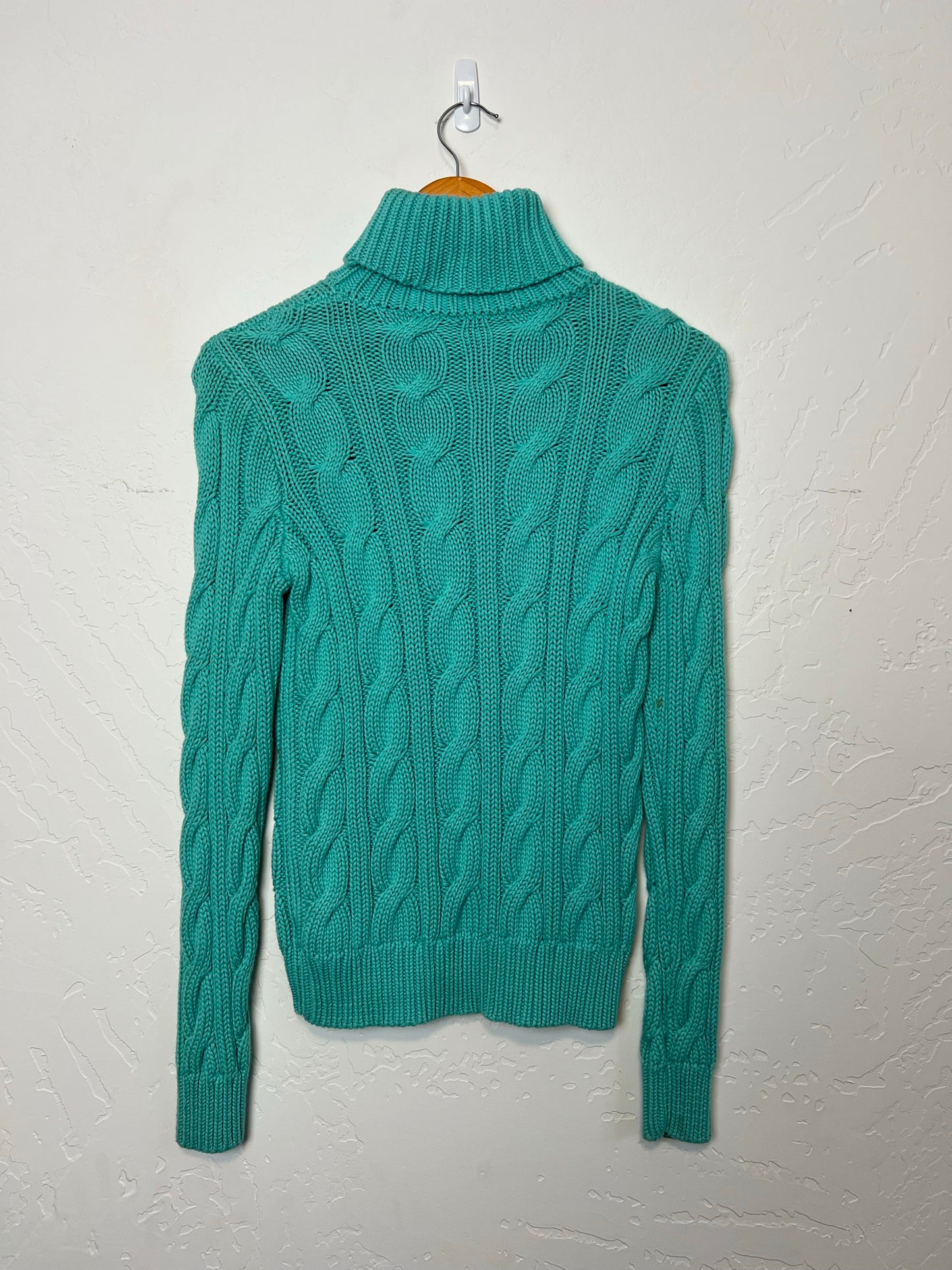Lauren Ralph Lauren Turquoise Cable Knit Cotton Sweater - Size S