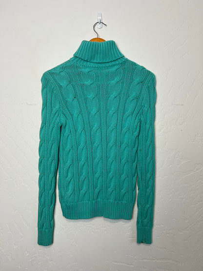 Lauren Ralph Lauren Turquoise Cable Knit Cotton Sweater - Size S