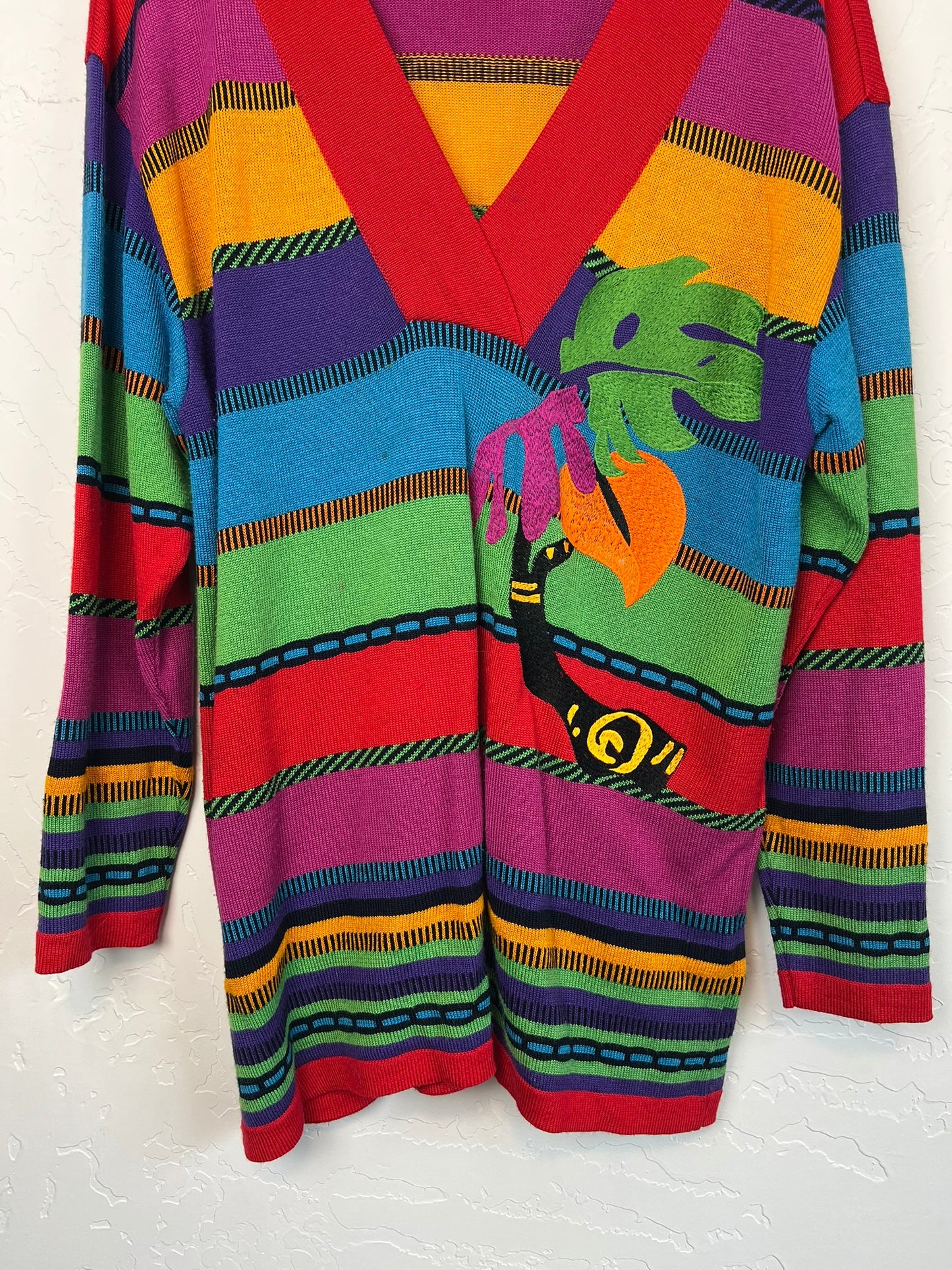 Dino Valiano Tropical Striped Knit Sweater - 42 (W. Germany)