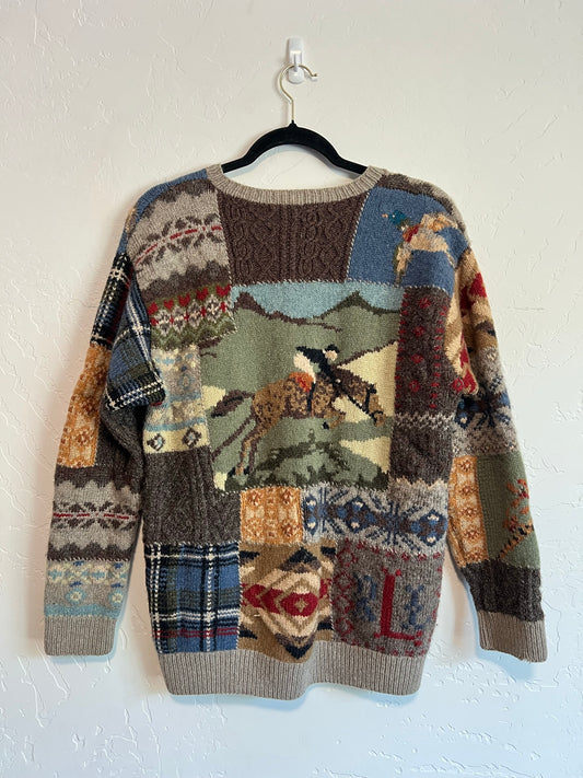 Polo Ralph Lauren Polo Country Patchwork Knit Sweater - Size S