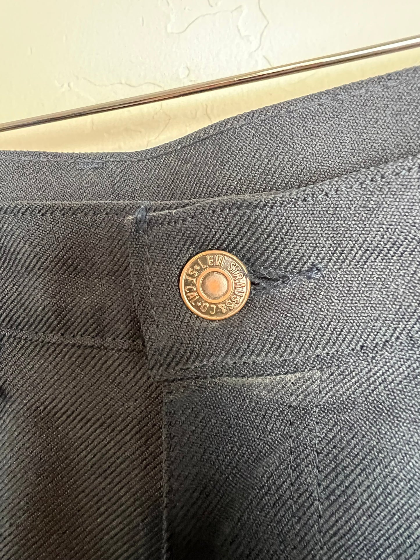 Levi's Navy Polyester Sta-Prest Trousers - 34