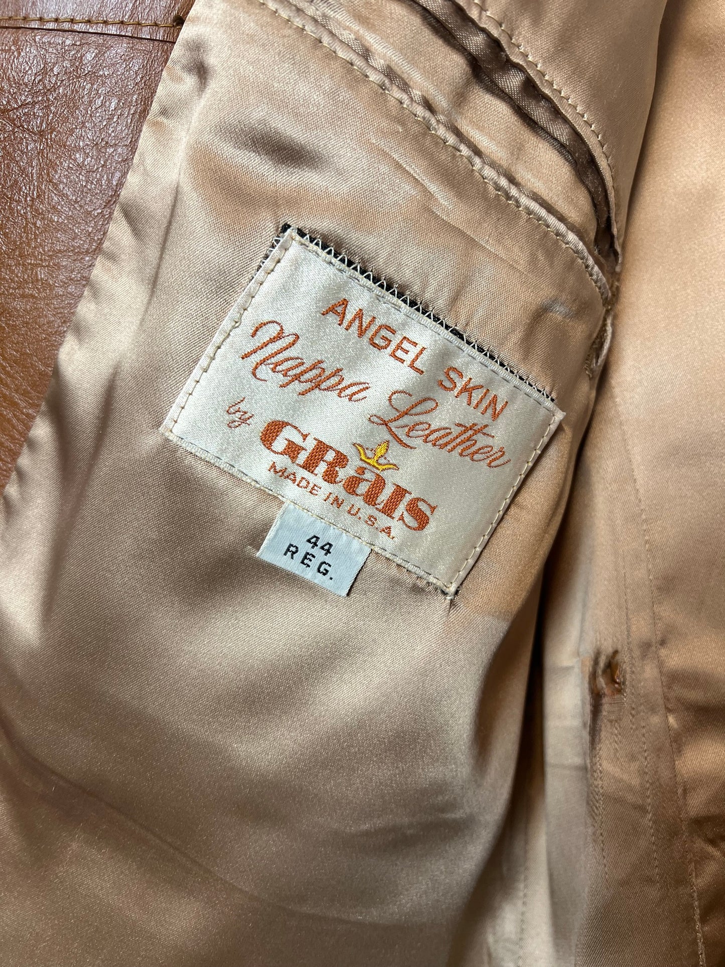 Grais Angel Skin Nappa Leather Tan Jacket - Size 42