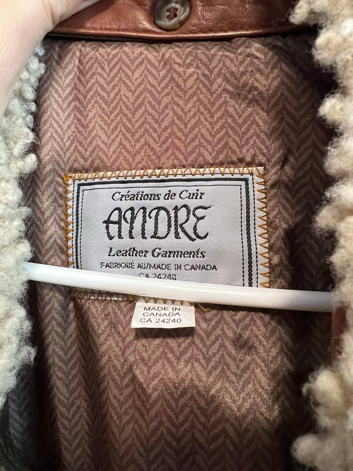 Andre Leather Shearling Collar Coat - XL