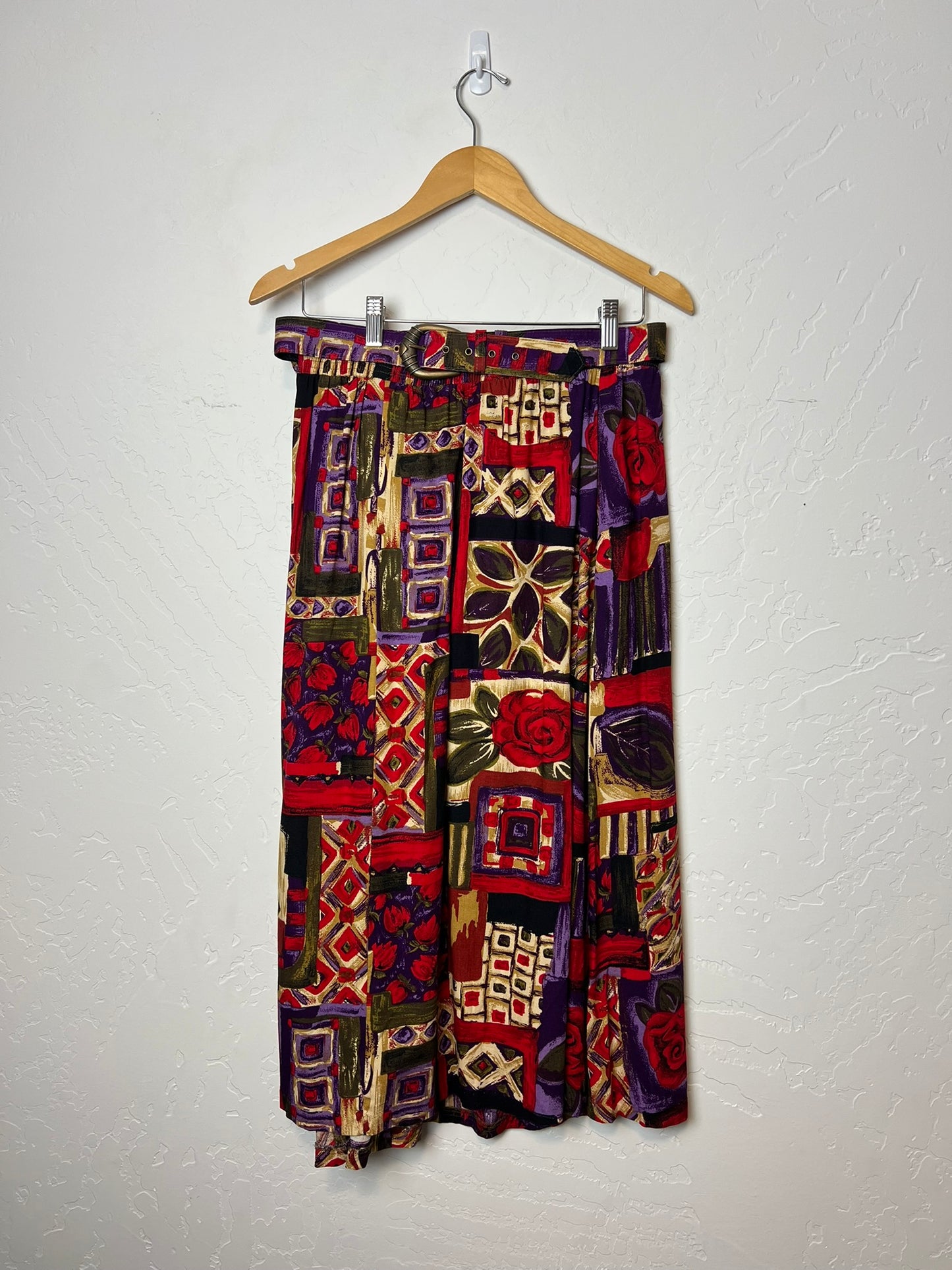 Jessica Scott Abstract Print Rayon Midi Skirt - M