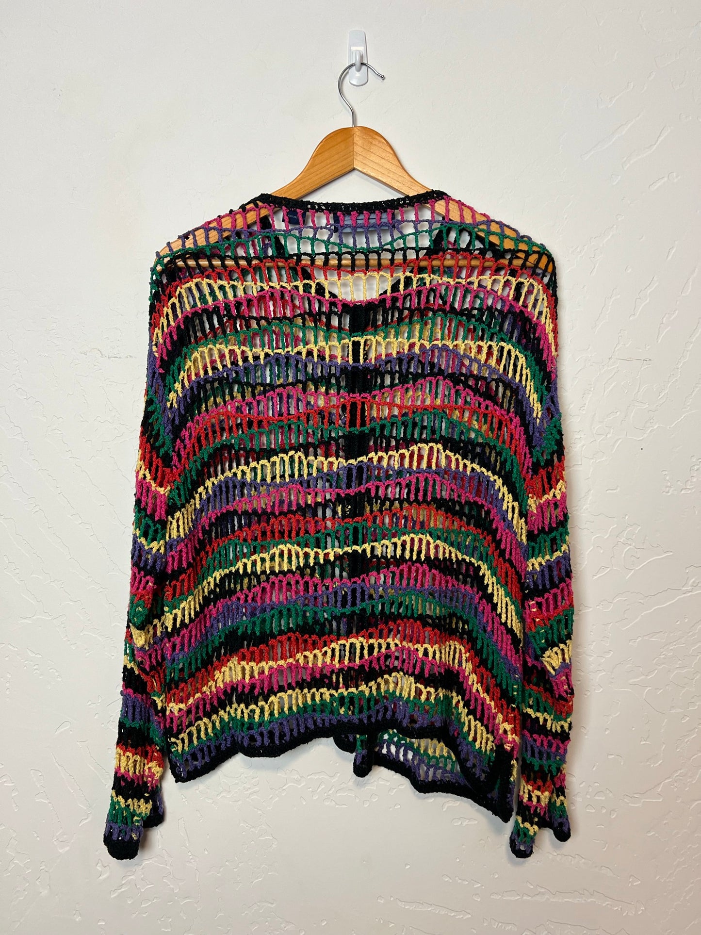 Catherine Stewart Rainbow Crochet Sweater - Size M