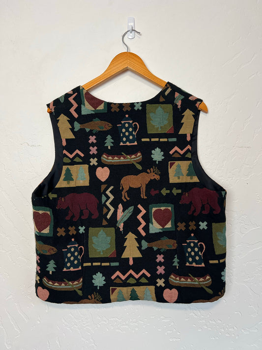 Vintage Wilderness Print Vest - Size M