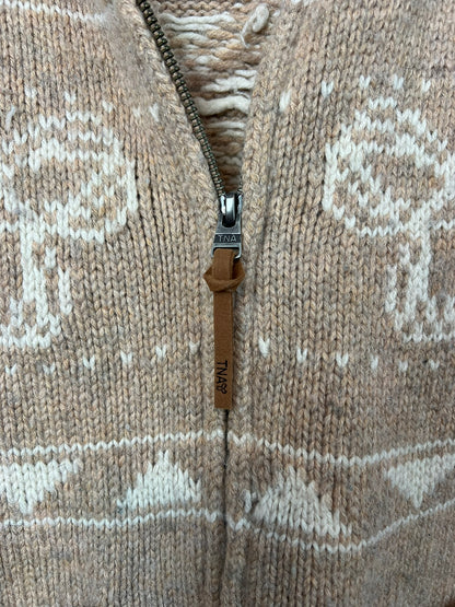 TNA Lambswool Cowichan Zip Cardigan - S