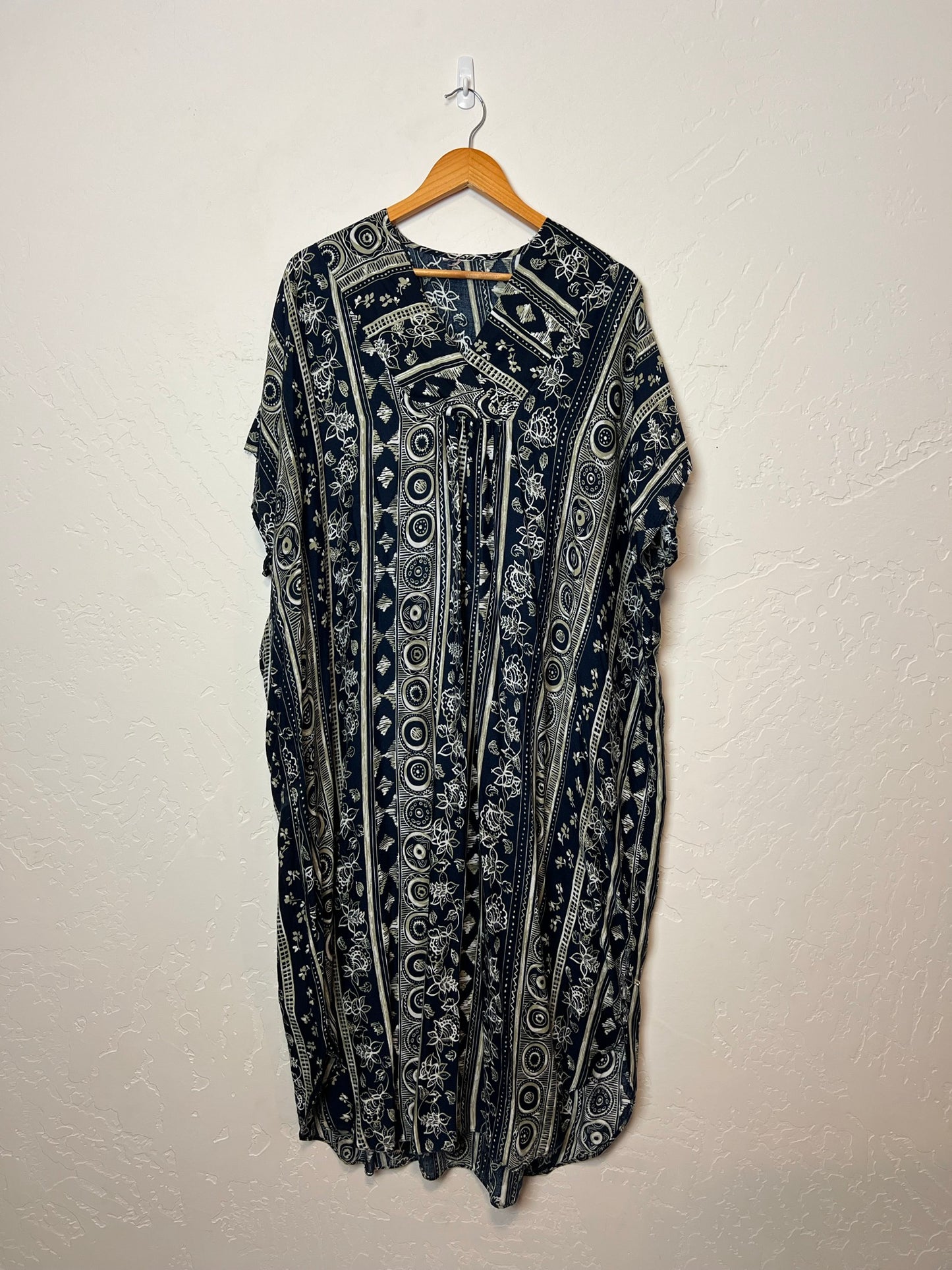 Vintage Navy Boho Printed Tunic Dress