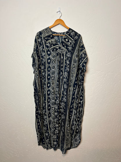 Vintage Navy Boho Printed Tunic Dress