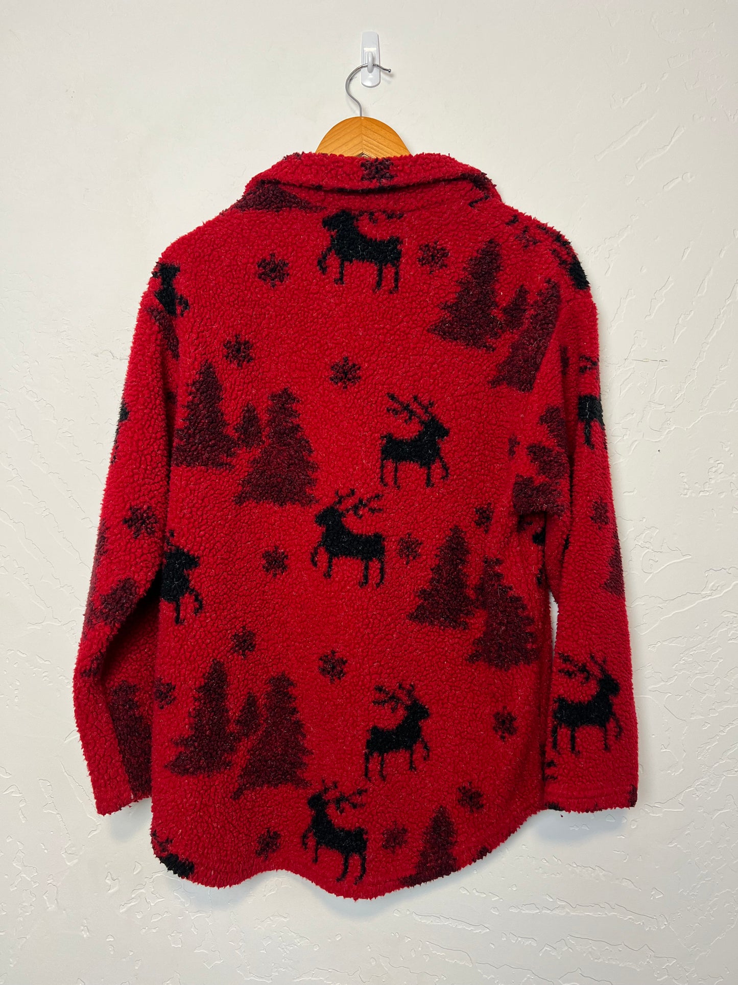Lavon Reindeer & Snowflake Boucle Fleece Snap Jacket - Size M