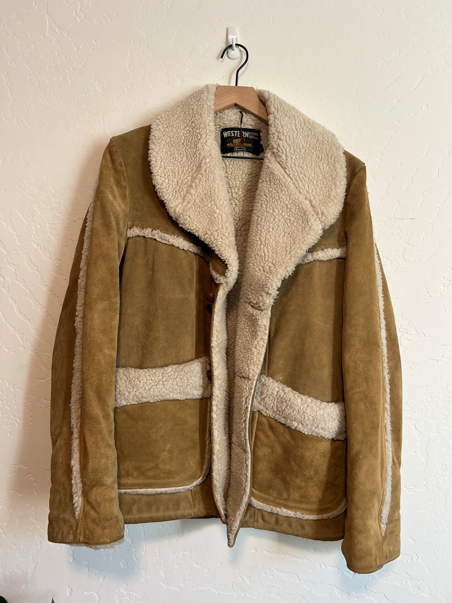 Sears Western Outdoor Wear Suede Sherpa Rancher - L