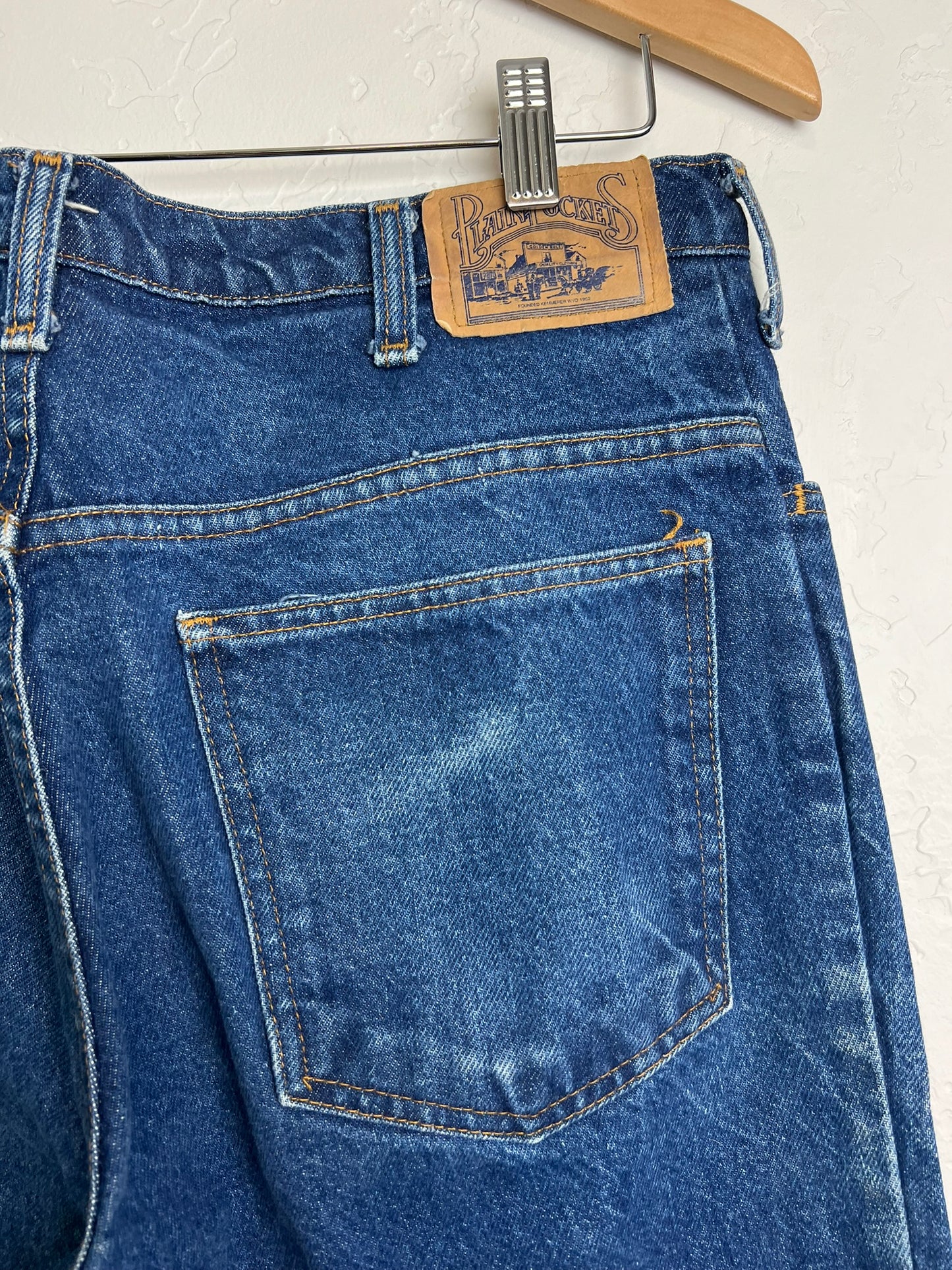 Plain Pockets Dark Wash Denim Jeans - 32x30