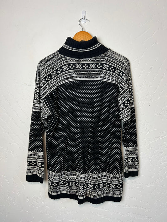 Delia McKain Fair Isle Turtleneck Black & White - S