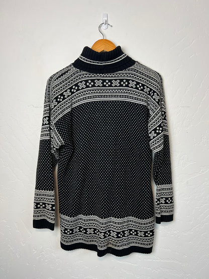 Delia McKain Fair Isle Turtleneck Black & White - S