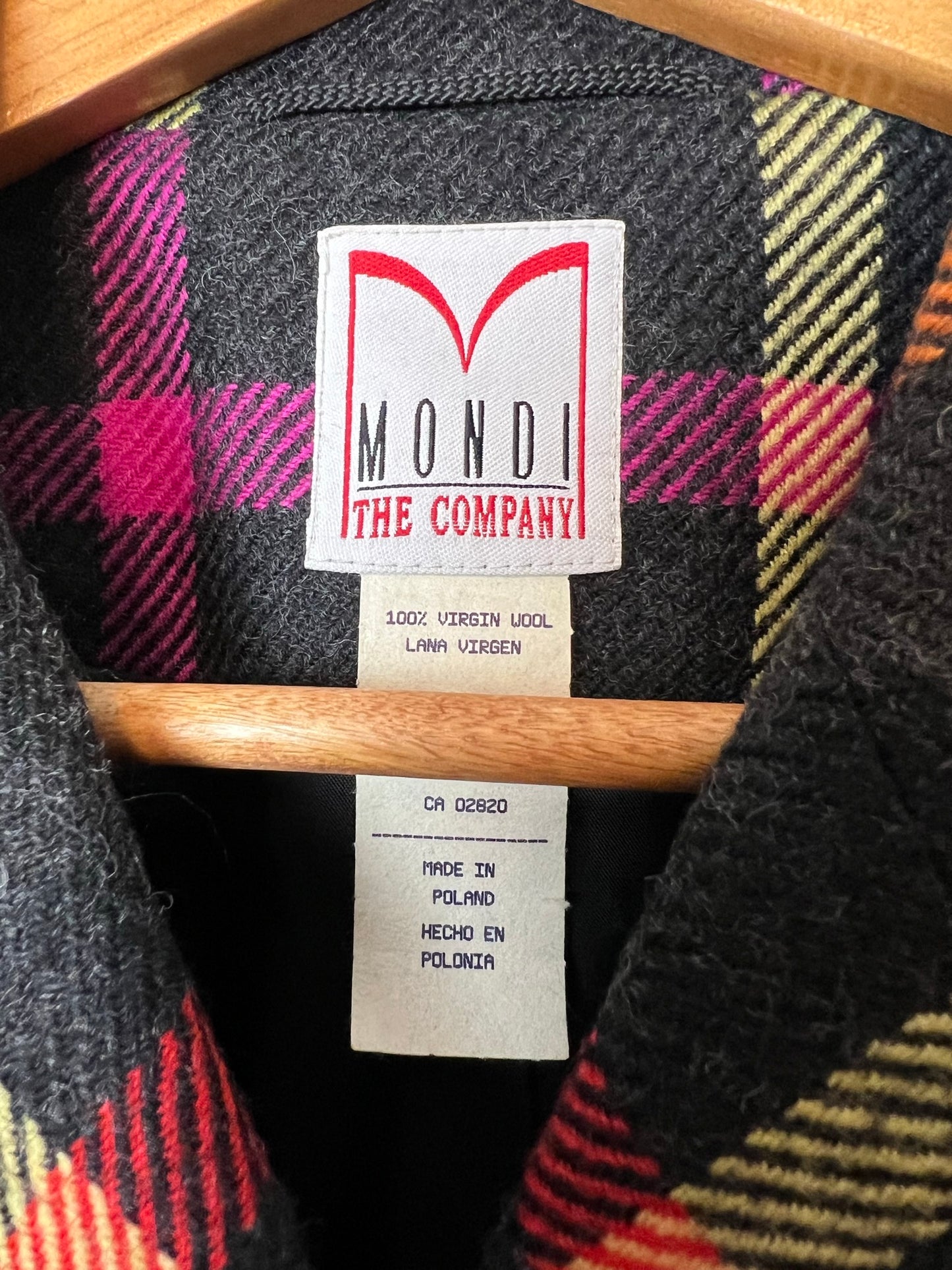 Mondi Multicolor Plaid Wool Double-Breasted Jacket - Size 40