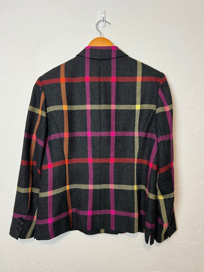 Mondi Multicolor Plaid Wool Double-Breasted Jacket - Size 40