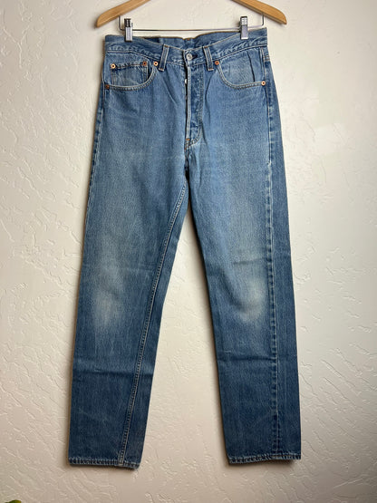 Levi's 501xx Button Fly Jeans Faded Indigo USA - W33 L36