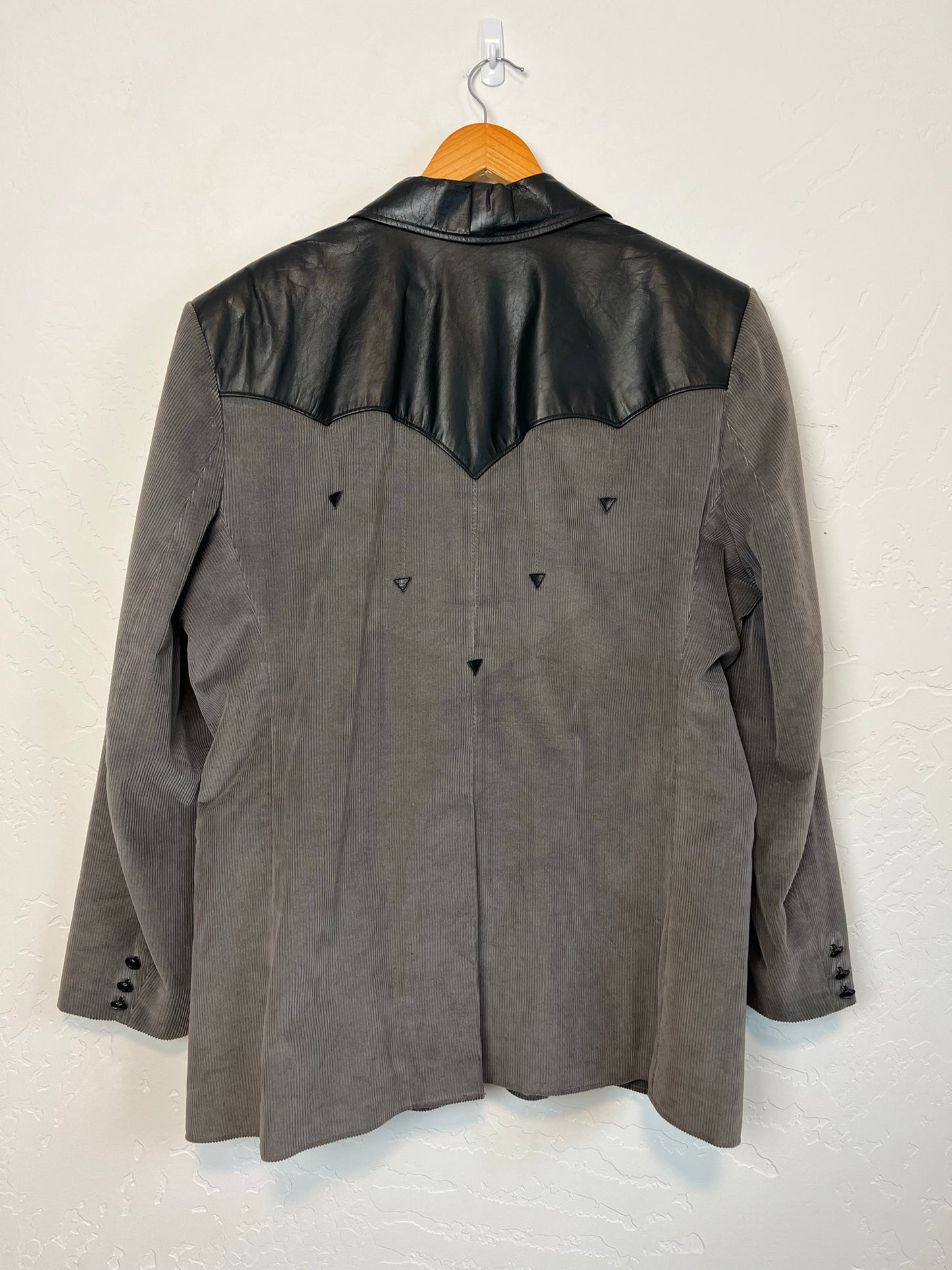 Pioneer Wear Grey Corduroy & Leather Western Blazer - Size 48