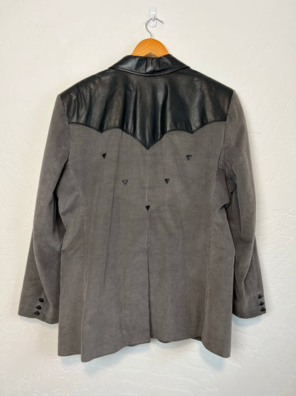 Pioneer Wear Grey Corduroy & Leather Western Blazer - Size 48