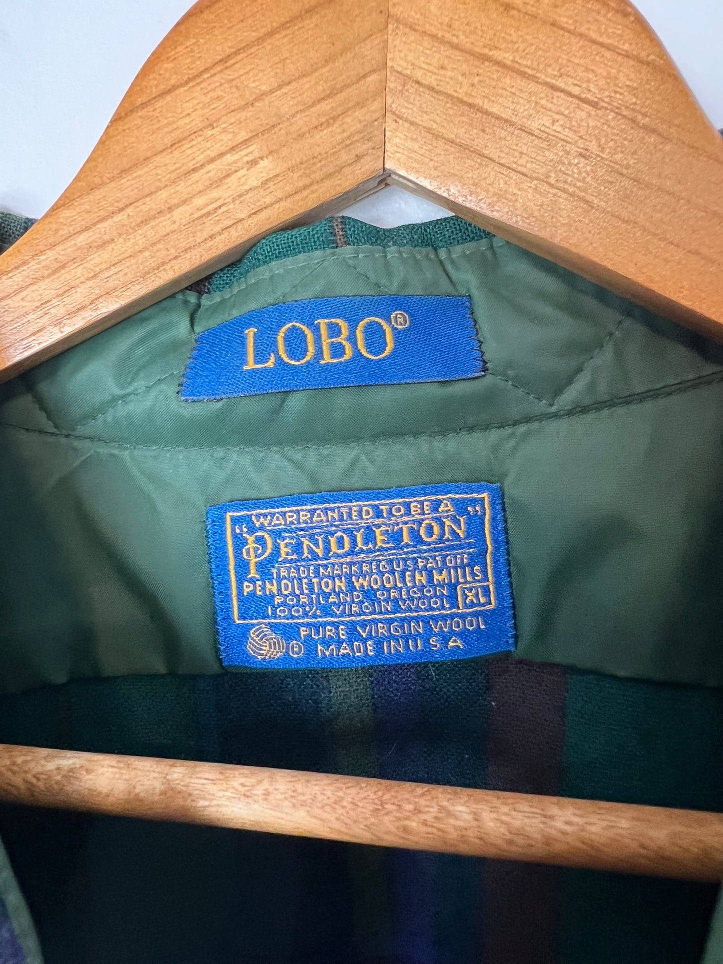 Pendleton Lobo Virgin Wool Plaid in Forest Green and Burgundy - XL