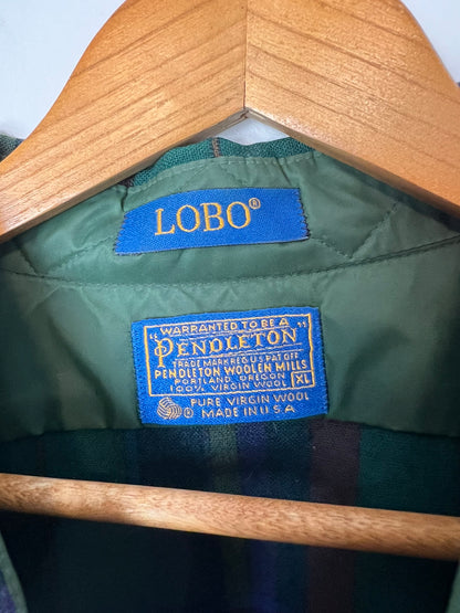 Pendleton Lobo Virgin Wool Plaid in Forest Green and Burgundy - XL