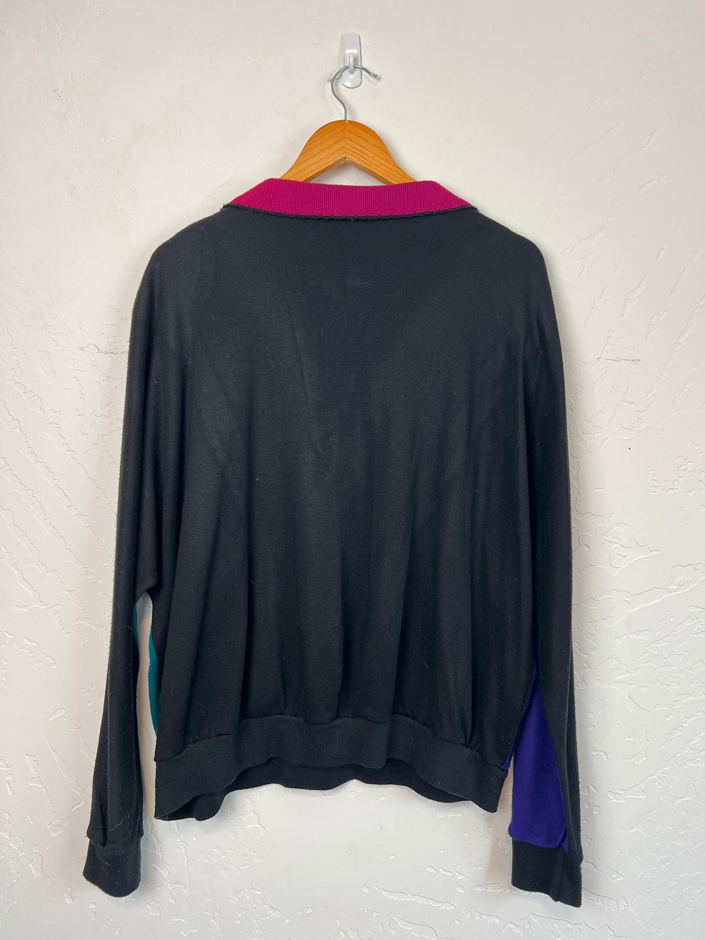 Colorblock V-Panel Polo Sweatshirt - L