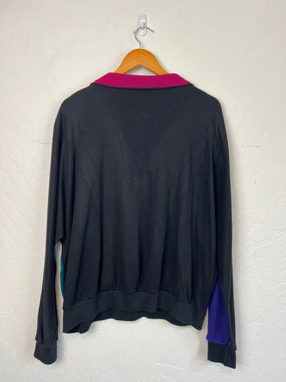 Colorblock V-Panel Polo Sweatshirt - L