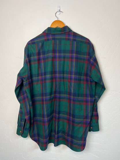 Pendleton Lobo Virgin Wool Plaid in Forest Green and Burgundy - XL