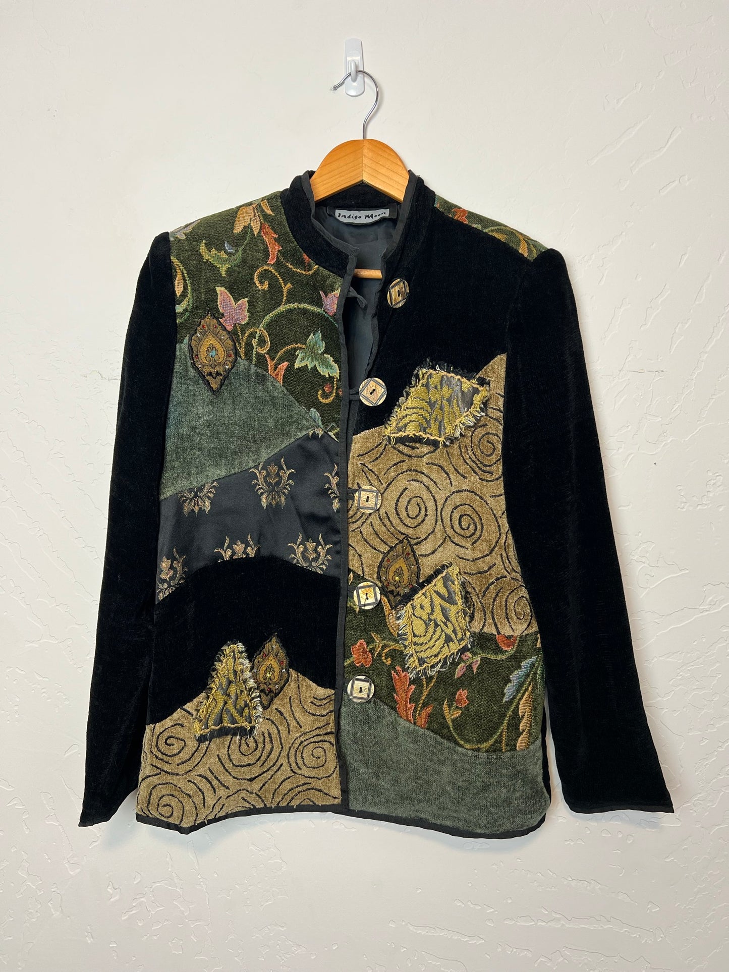 Indigo Moon Velvet Patchwork Art Jacket - L