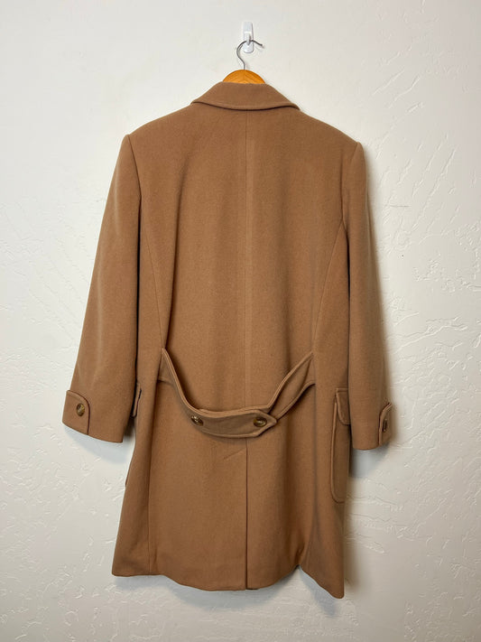 J. Percy for Marvin Richards Camel Double-Breasted Wool Coat - Size 8