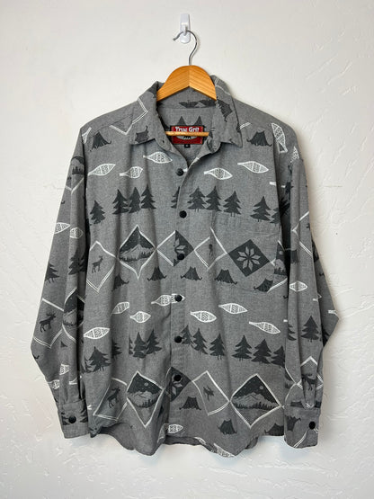 True Grit Outdoor Print Flannel with Moose and Mountains - S