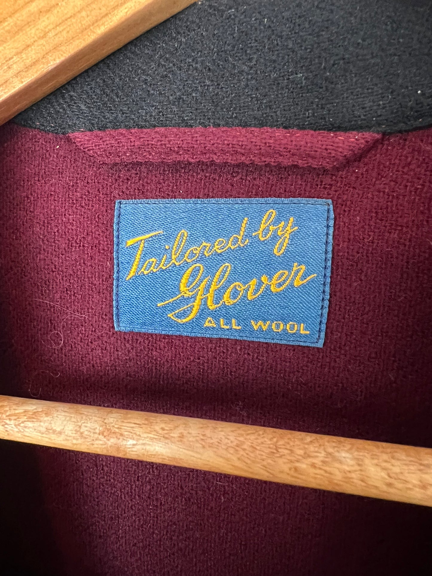 Glover All-Wool Dressing Coat — Burgundy with Black Velvet — L/XL
