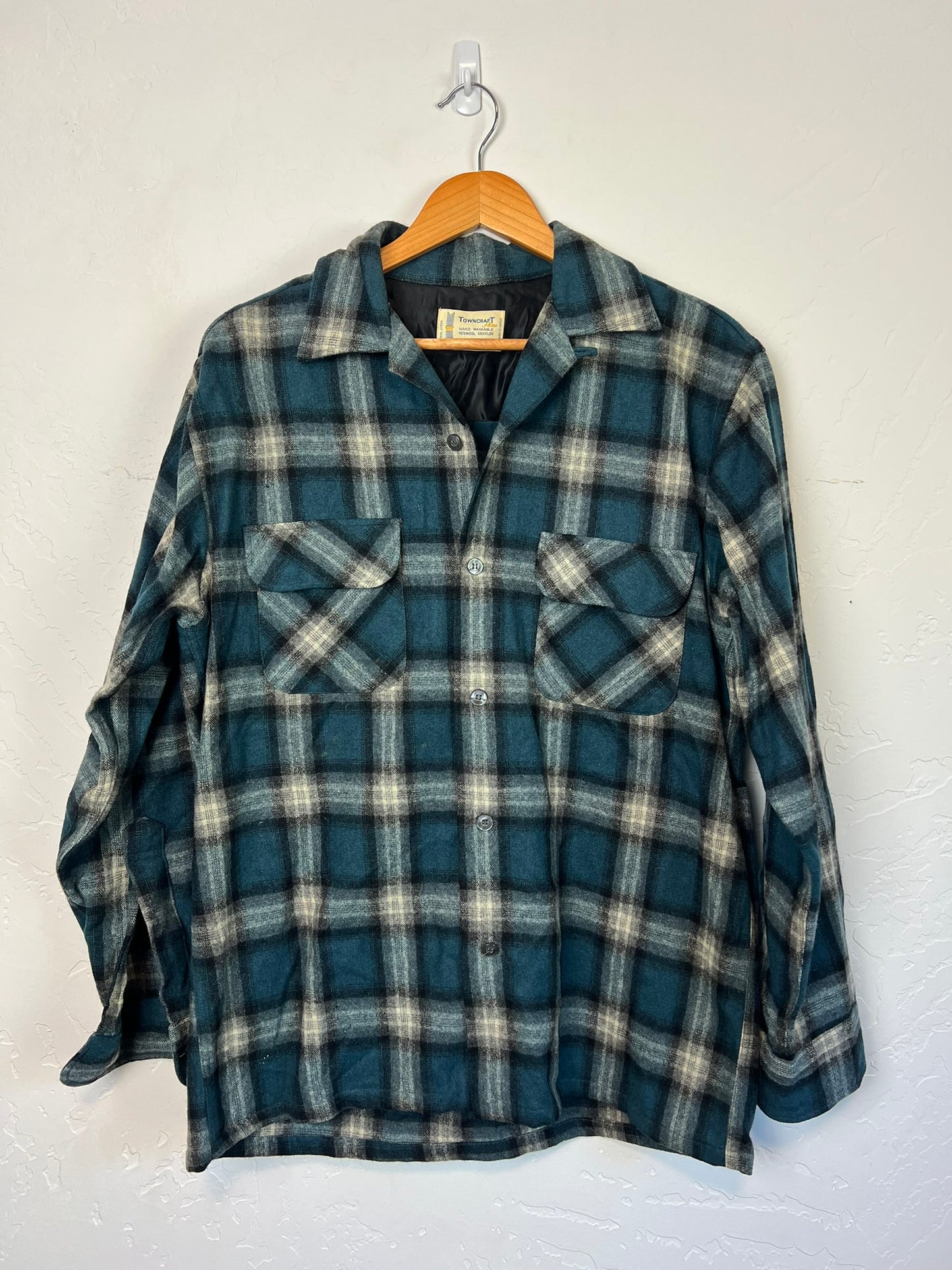 Towncraft Plus by Penneys Wool Plaid Board Shirt - M
