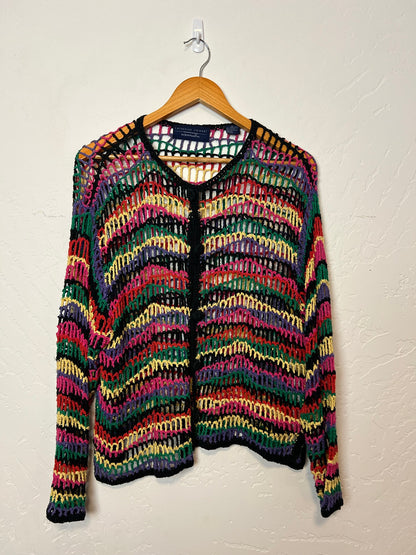 Catherine Stewart Rainbow Crochet Sweater - Size M