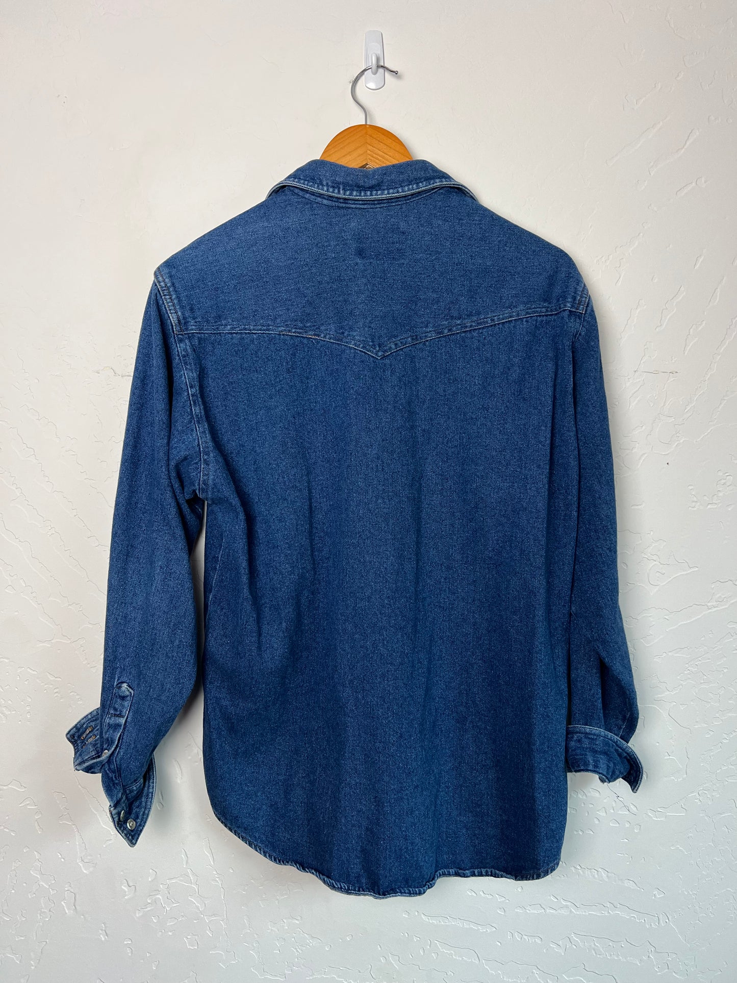 Wrangler Blue Denim Western Shirt - Size 15.5-34 X-Long Tails