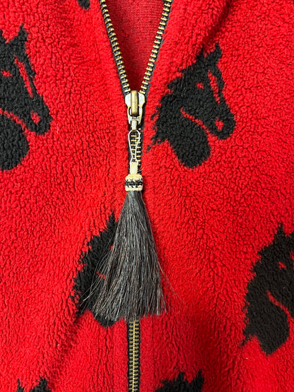 County Clothing Co. Red & Black Duck Print Fleece Jacket - Size L