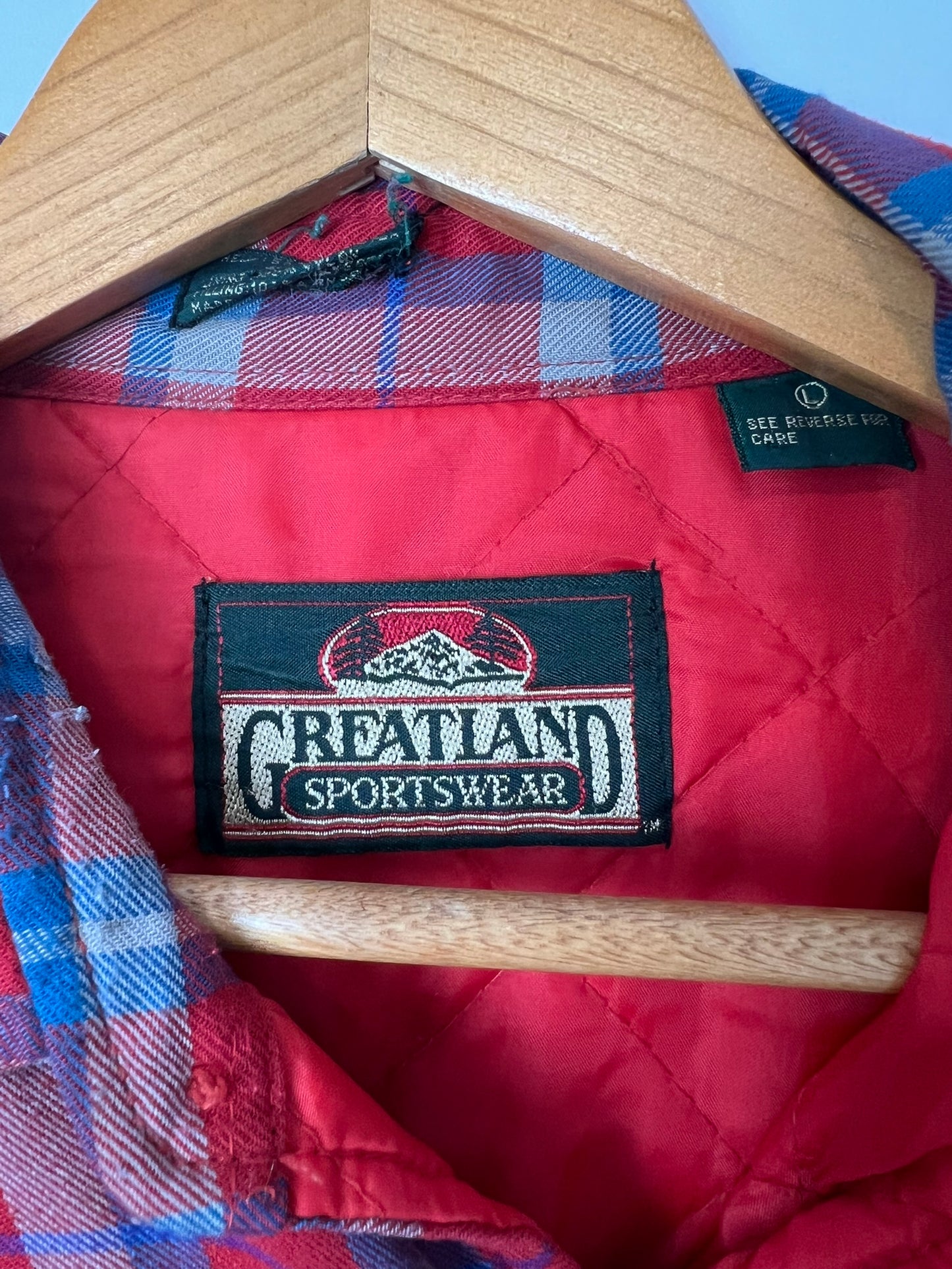 Greatland Sportswear Quilted Flannel Shirt Jacket in Red Plaid - L