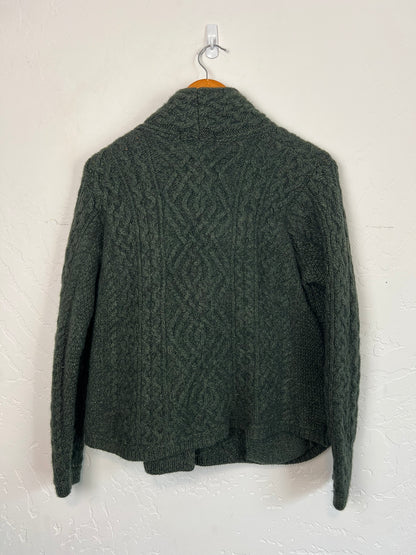 Aran Crafts Merino Wool Cable Knit Cardigan - M