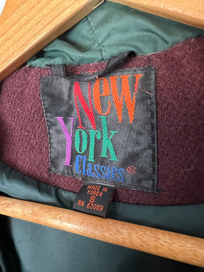 New York Classics Colorblock Wool Bomber Jacket - Size S