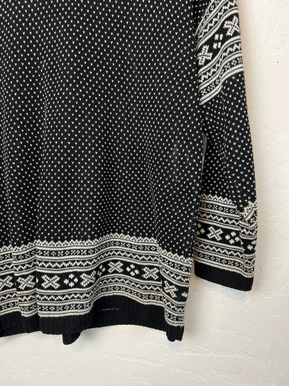 Delia McKain Fair Isle Turtleneck Black & White - S
